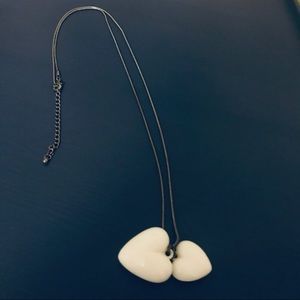 Two of Hearts Ivory Silver Chain Necklace 💕